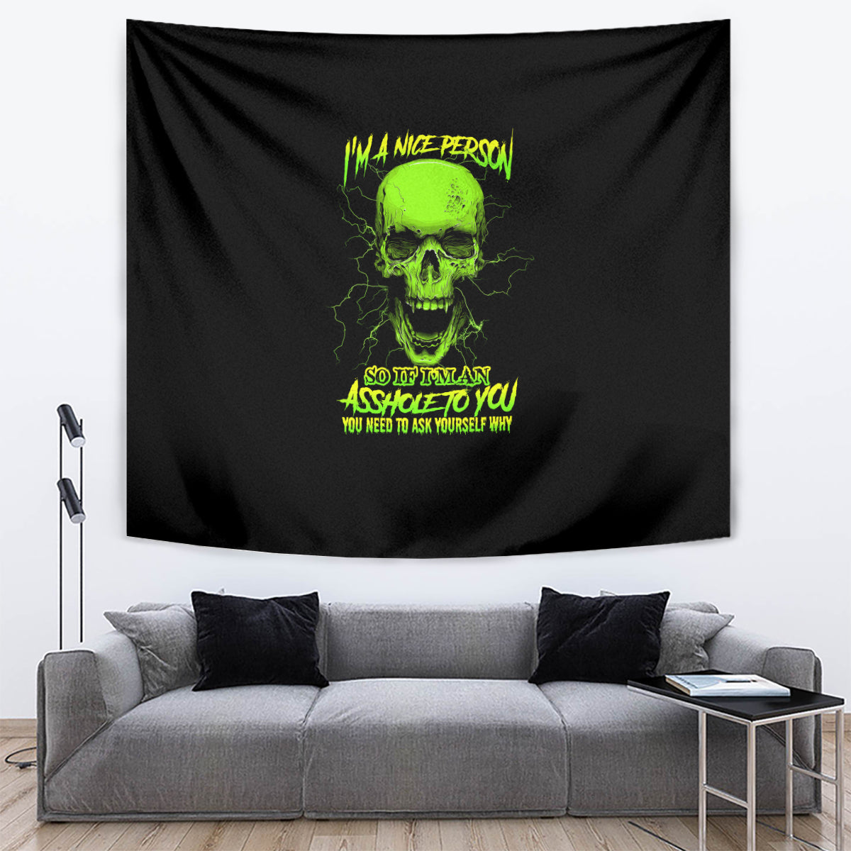 I'm A Nice Person Skull Tapestry - Wonder Print Shop
