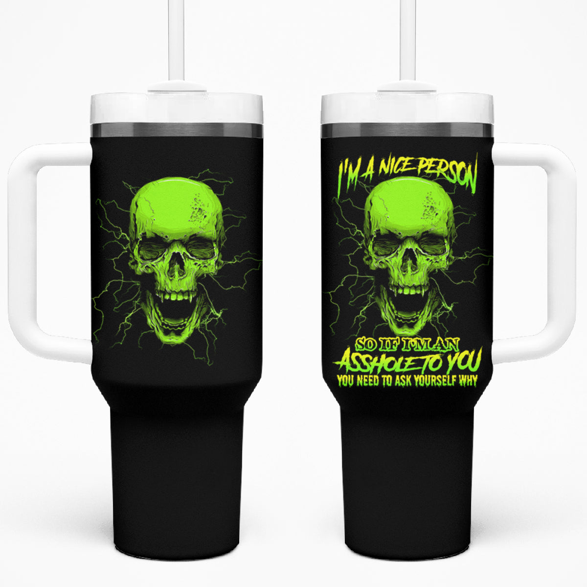 I'm A Nice Person Skull Tumbler With Handle - Wonder Print Shop