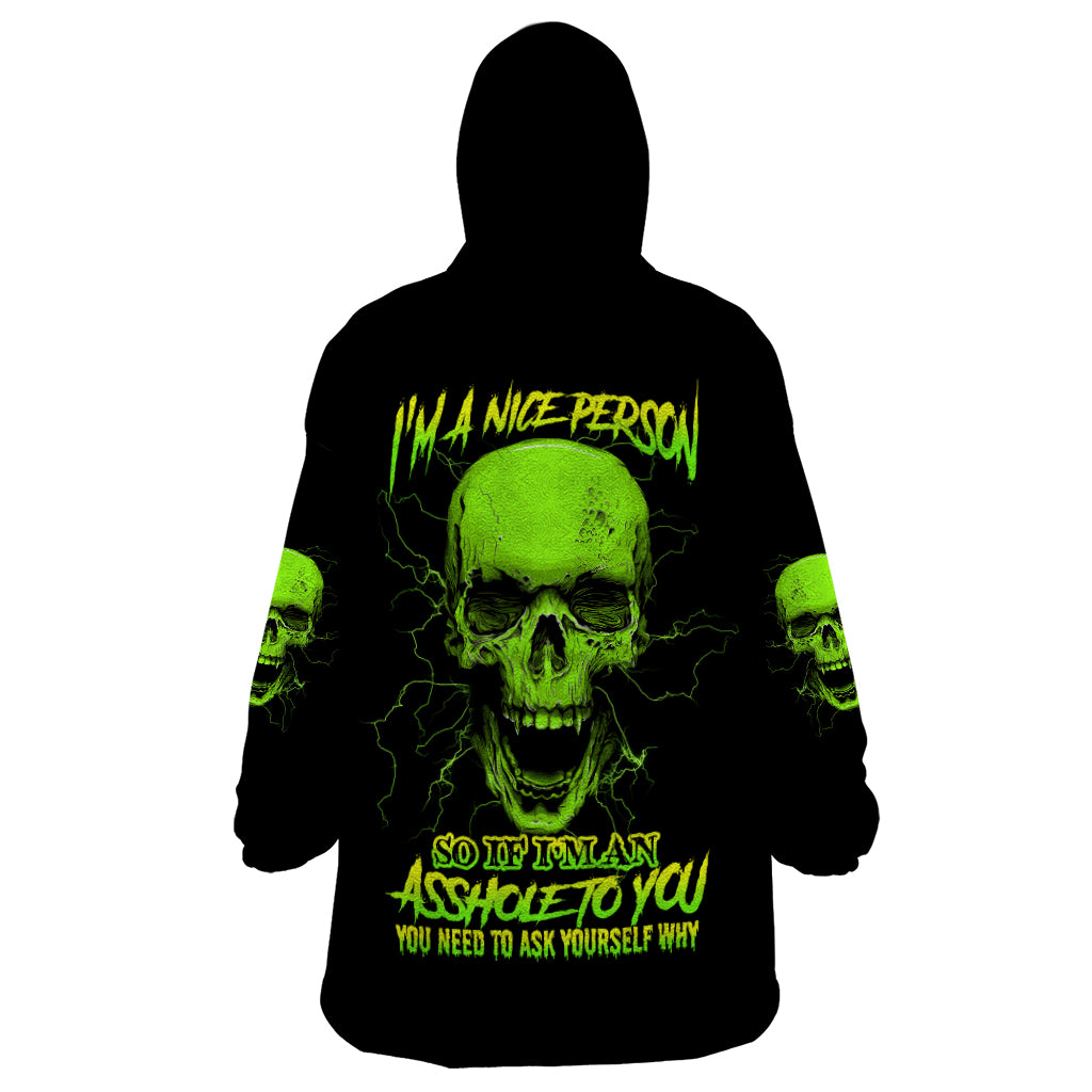 I'm A Nice Person Skull Wearable Blanket Hoodie - Wonder Print Shop