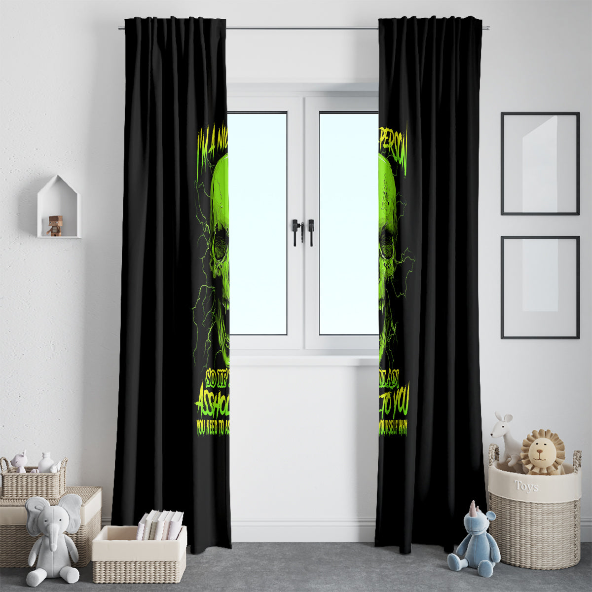 I'm A Nice Person Skull Window Curtain - Wonder Print Shop