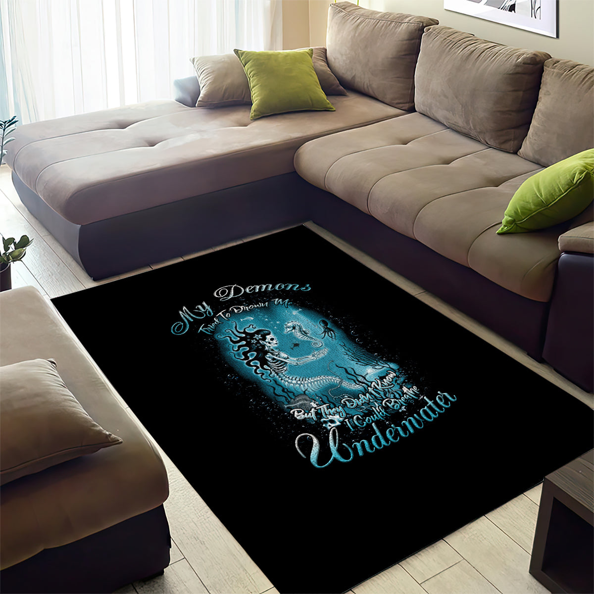 My Demons Tried To Drown Me Mermaid Area Rug - Wonder Print Shop