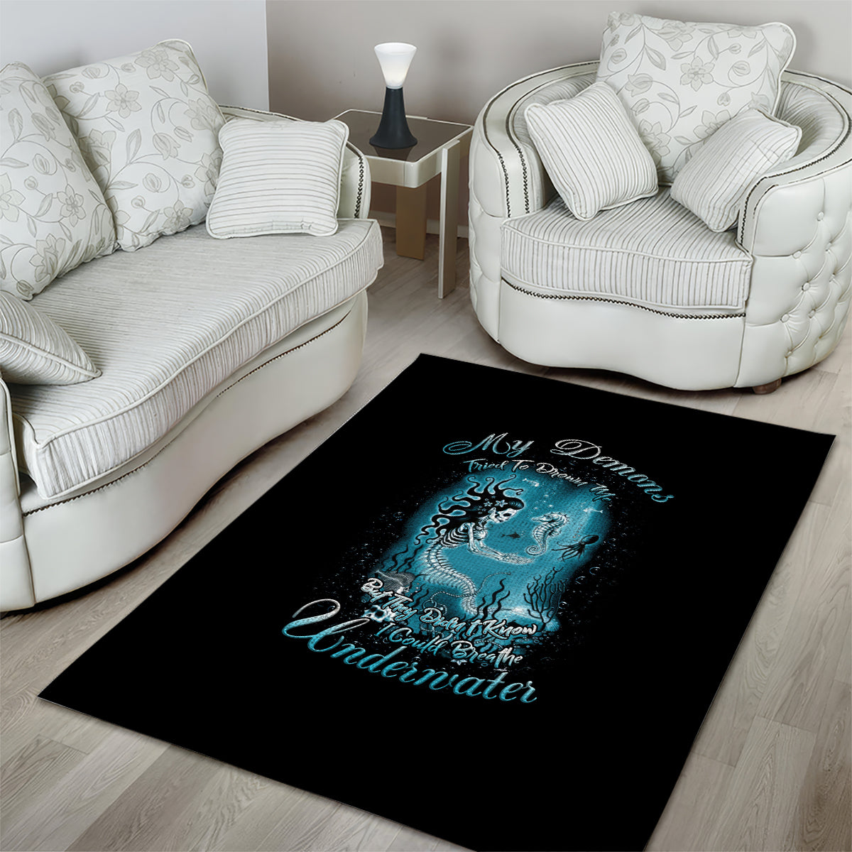 My Demons Tried To Drown Me Mermaid Area Rug - Wonder Print Shop