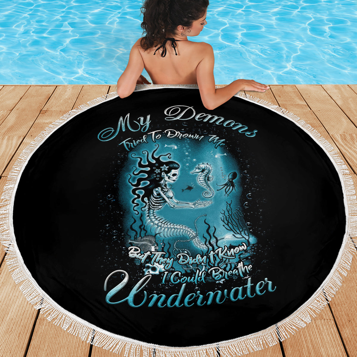 My Demons Tried To Drown Me Mermaid Beach Blanket - Wonder Print Shop