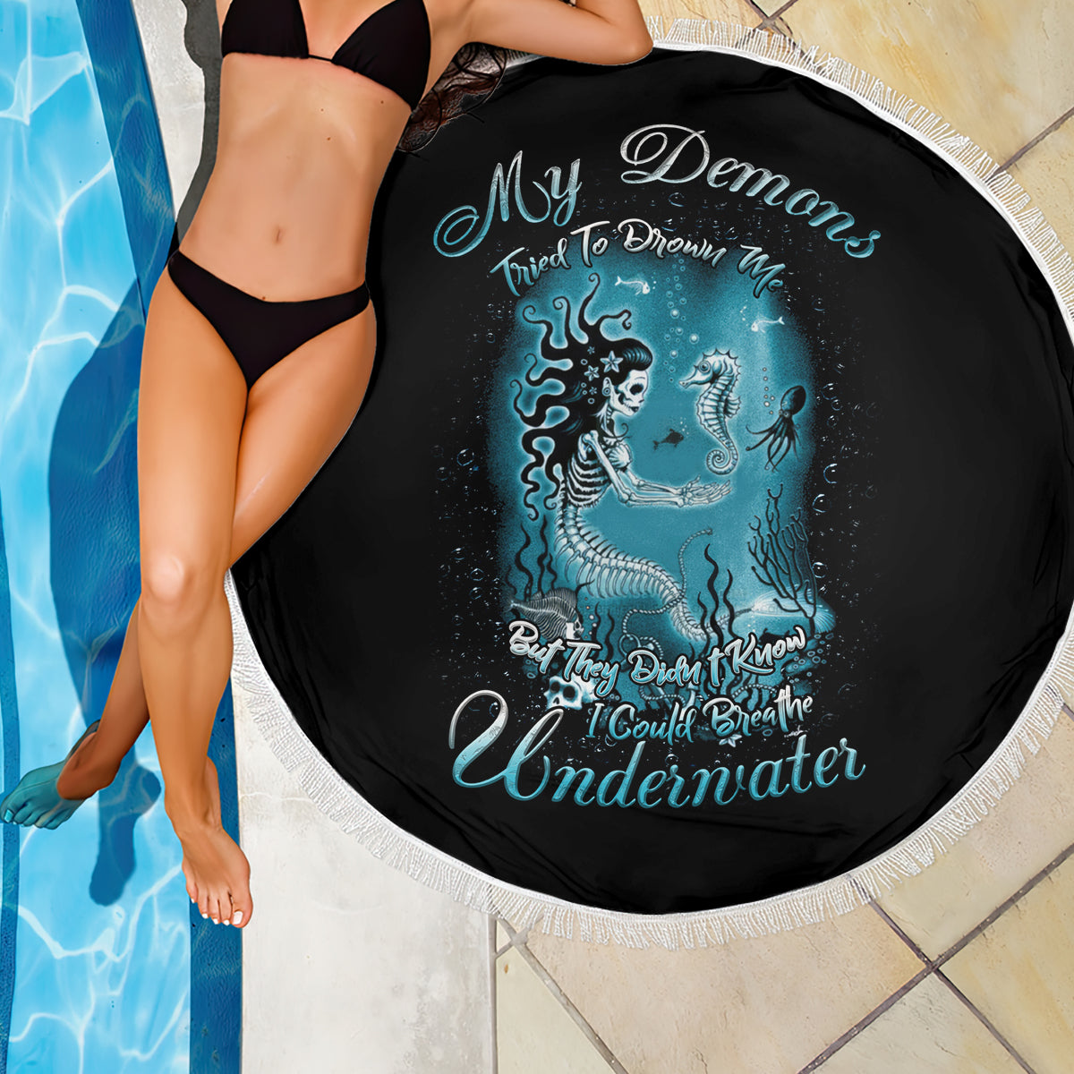 My Demons Tried To Drown Me Mermaid Beach Blanket - Wonder Print Shop