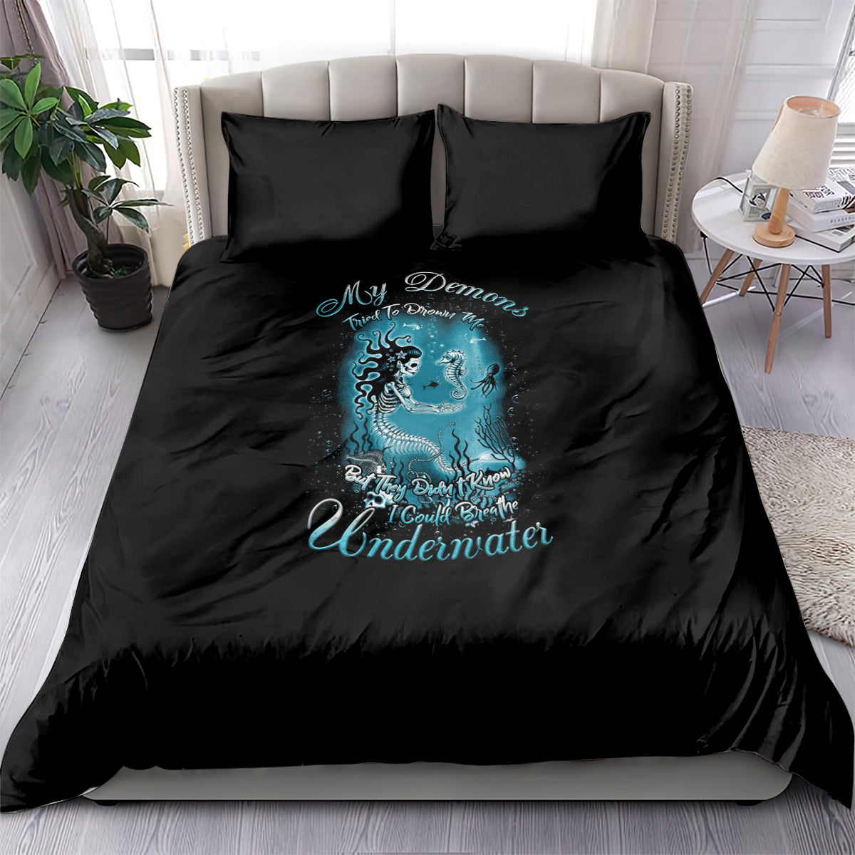 My Demons Tried To Drown Me Mermaid Bedding Set - Wonder Print Shop