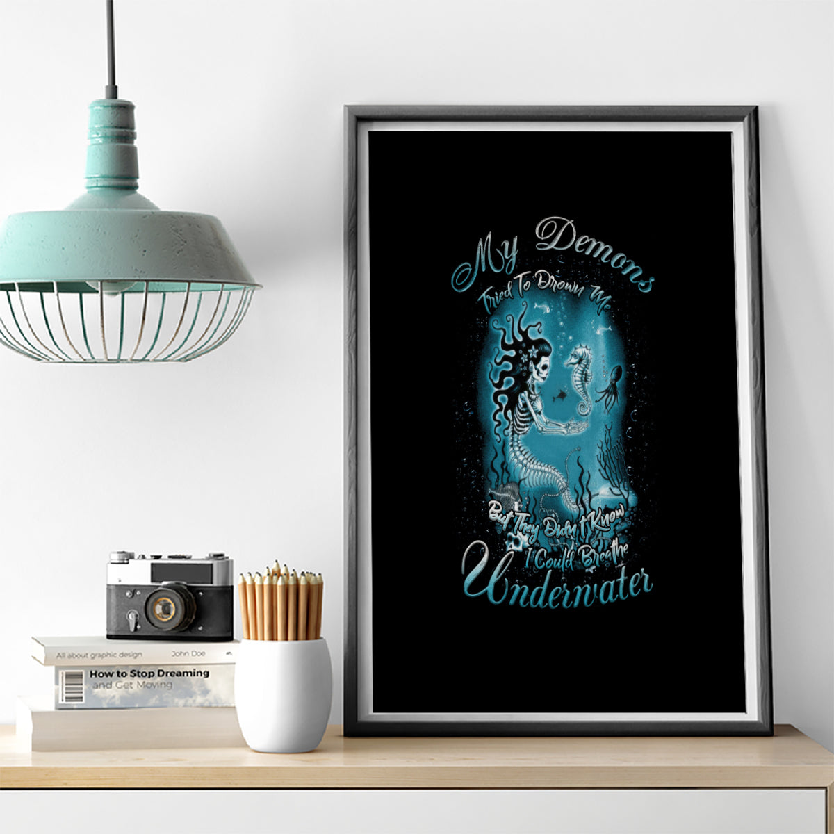 My Demons Tried To Drown Me Mermaid Canvas Wall Art - Wonder Print Shop