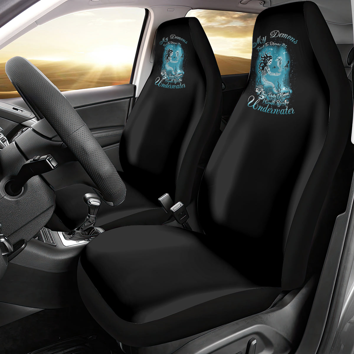 My Demons Tried To Drown Me Mermaid Car Seat Cover - Wonder Print Shop