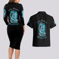 My Demons Tried To Drown Me Mermaid Couples Matching Long Sleeve Bodycon Dress and Hawaiian Shirt - Wonder Print Shop
