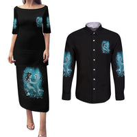 My Demons Tried To Drown Me Mermaid Couples Matching Puletasi Dress and Long Sleeve Button Shirt - Wonder Print Shop