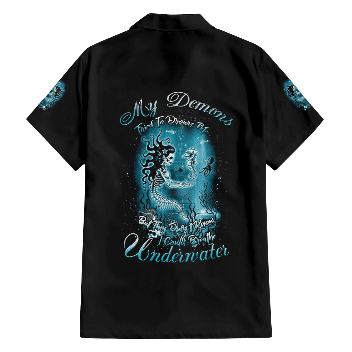 My Demons Tried To Drown Me Mermaid Family Matching Summer Maxi Dress and Hawaiian Shirt - Wonder Print Shop