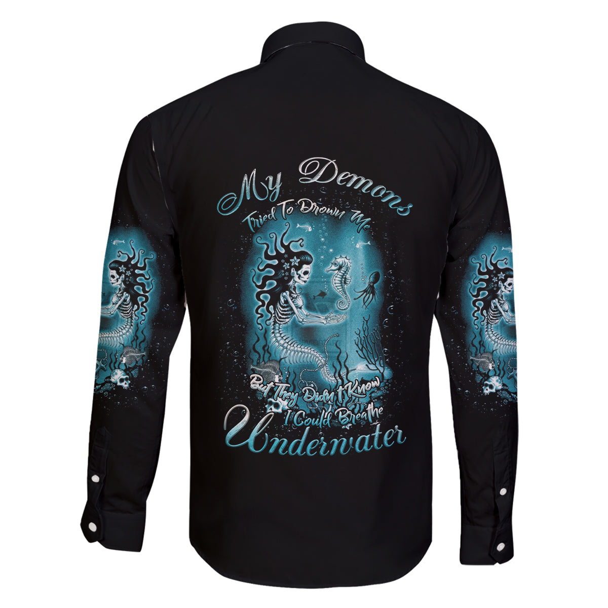 My Demons Tried To Drown Me Mermaid Family Matching Summer Maxi Dress and Hawaiian Shirt - Wonder Print Shop