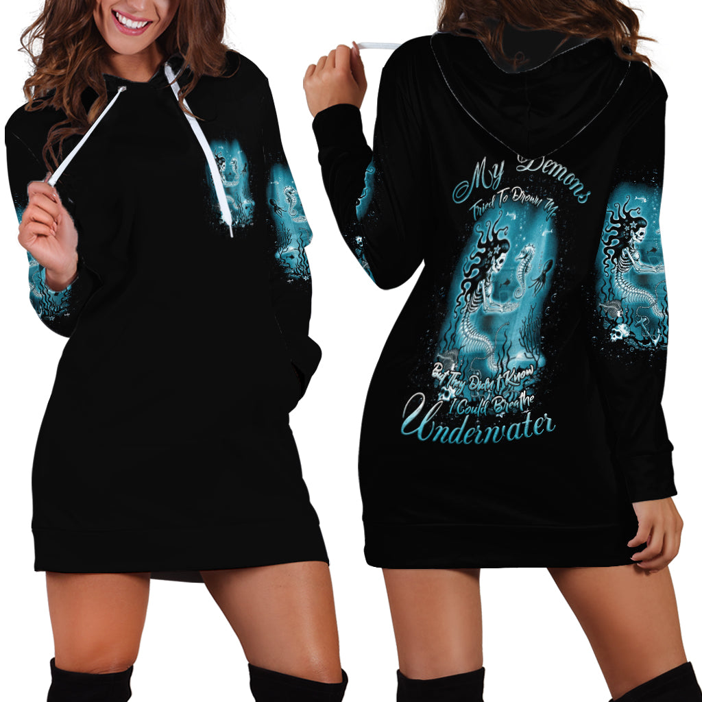 My Demons Tried To Drown Me Mermaid Hoodie Dress - Wonder Print Shop