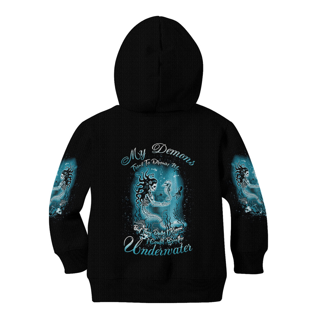 My Demons Tried To Drown Me Mermaid Kid Hoodie - Wonder Print Shop