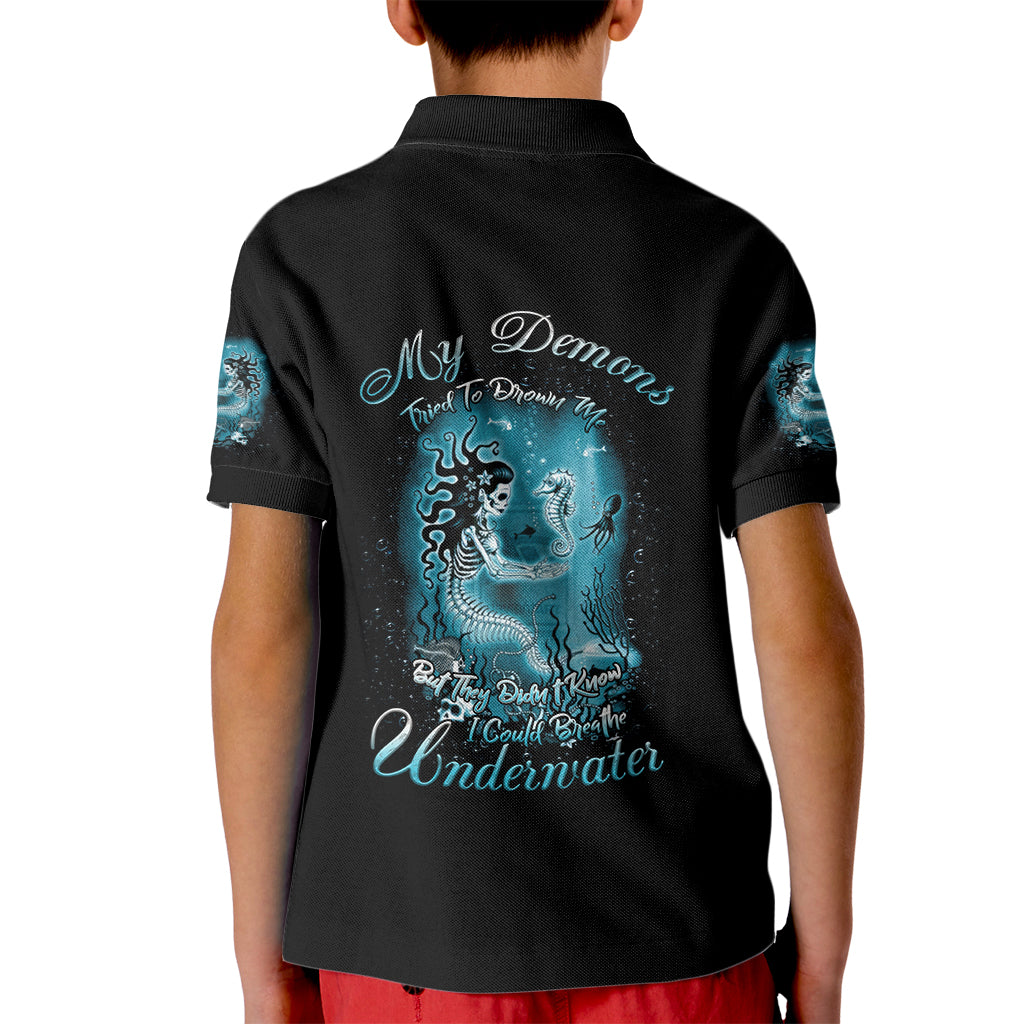 My Demons Tried To Drown Me Mermaid Kid Polo Shirt - Wonder Print Shop