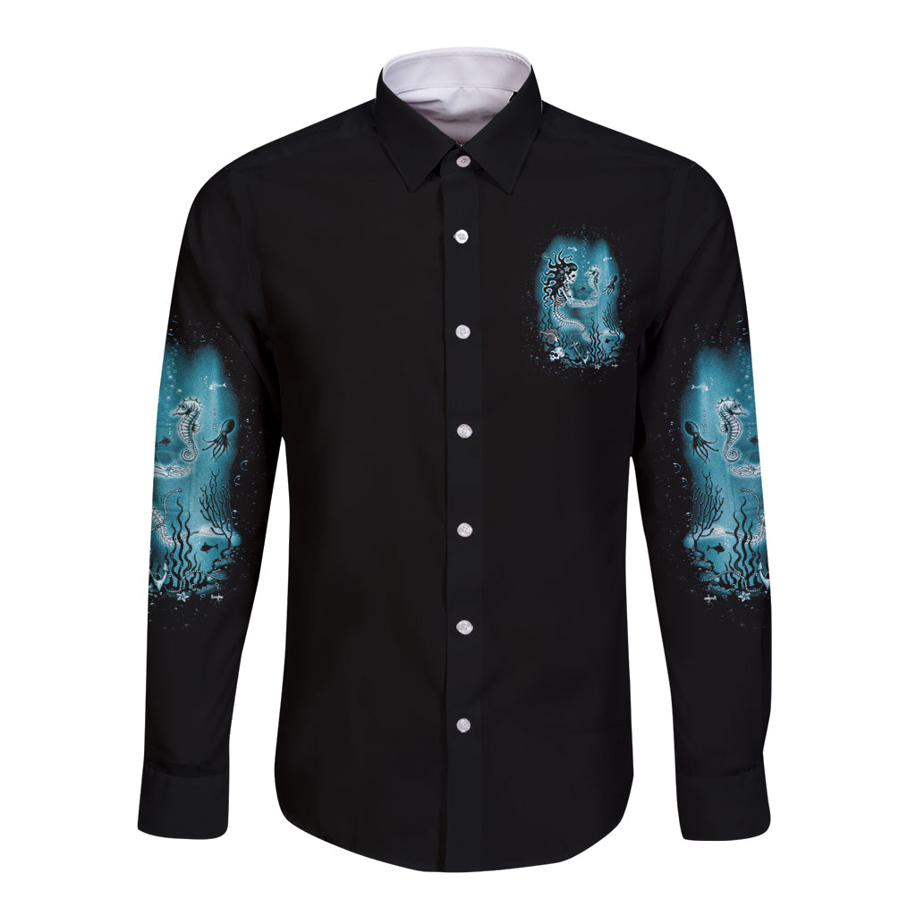 My Demons Tried To Drown Me Mermaid Long Sleeve Button Shirt - Wonder Print Shop