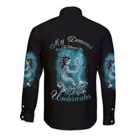 My Demons Tried To Drown Me Mermaid Long Sleeve Button Shirt - Wonder Print Shop