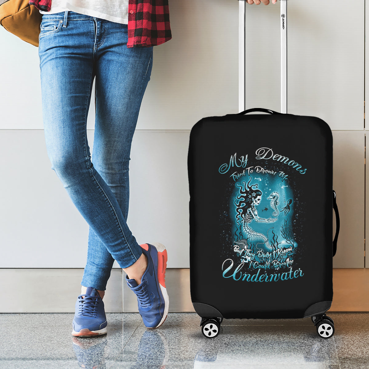My Demons Tried To Drown Me Mermaid Luggage Cover - Wonder Print Shop