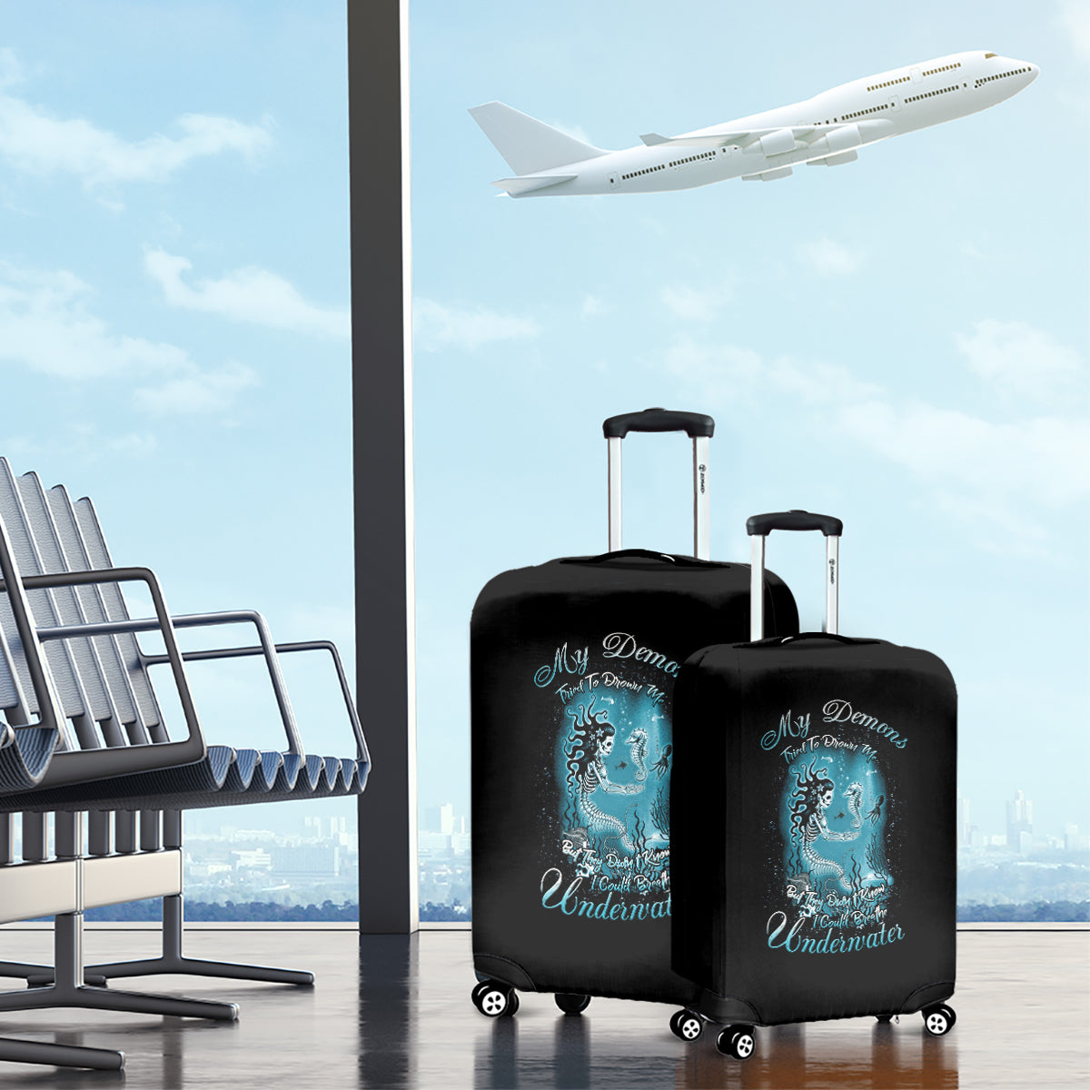 My Demons Tried To Drown Me Mermaid Luggage Cover - Wonder Print Shop