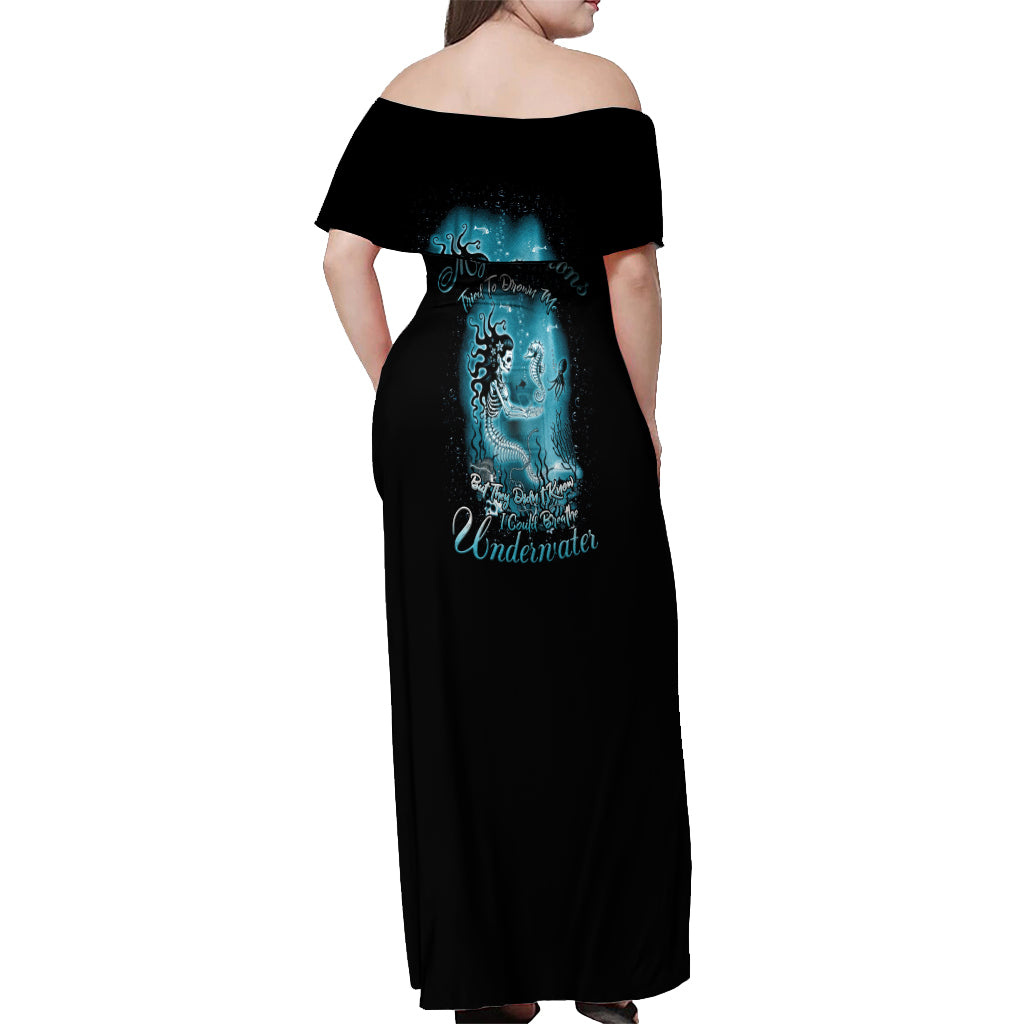 My Demons Tried To Drown Me Mermaid Off Shoulder Maxi Dress - Wonder Print Shop