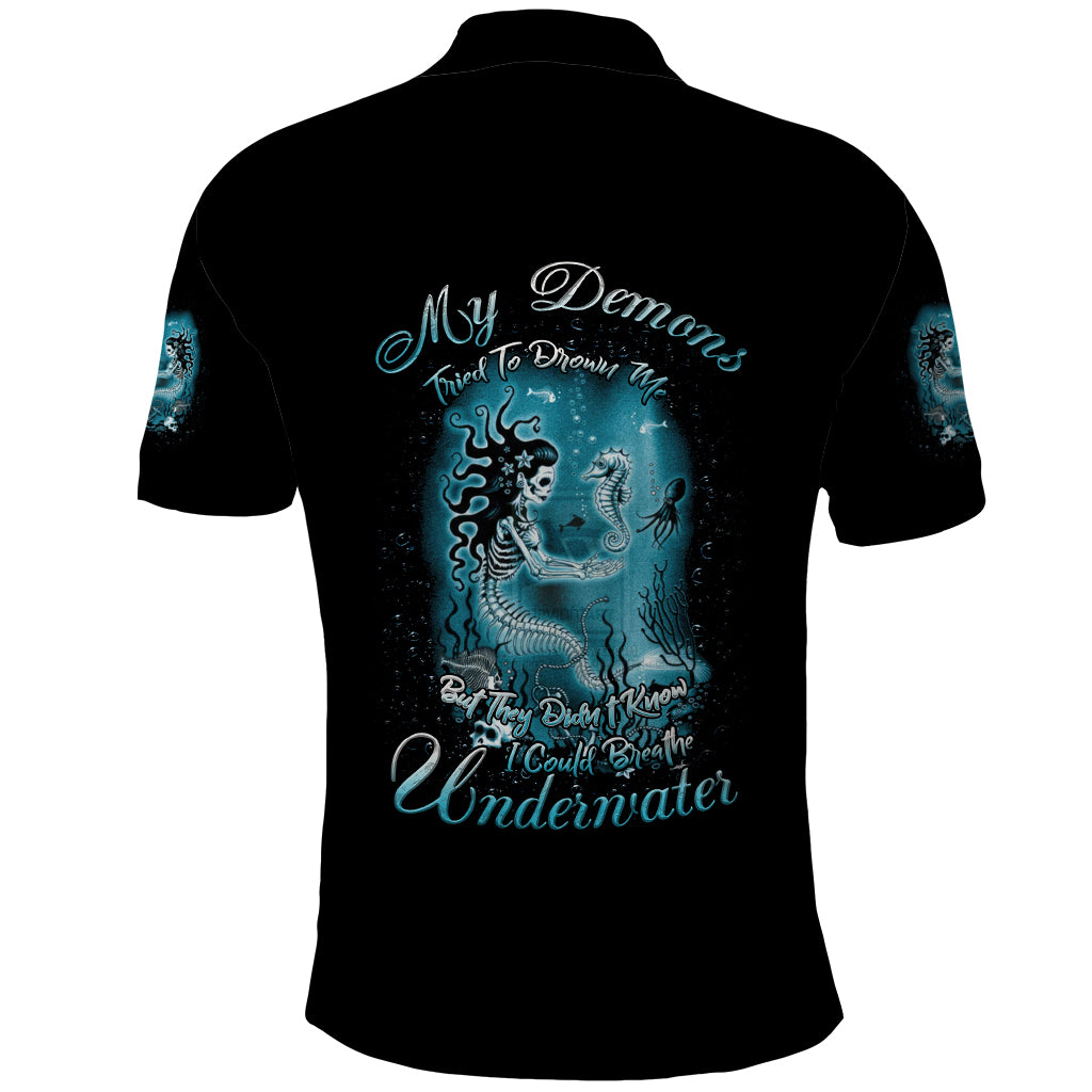 My Demons Tried To Drown Me Mermaid Polo Shirt - Wonder Print Shop
