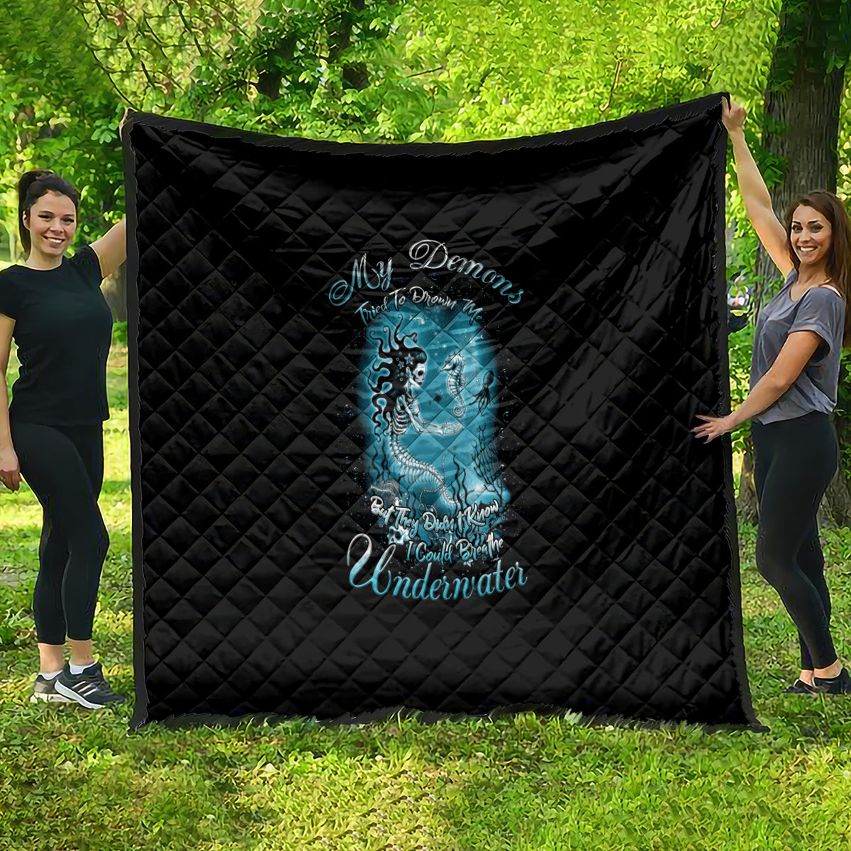 My Demons Tried To Drown Me Mermaid Quilt - Wonder Print Shop