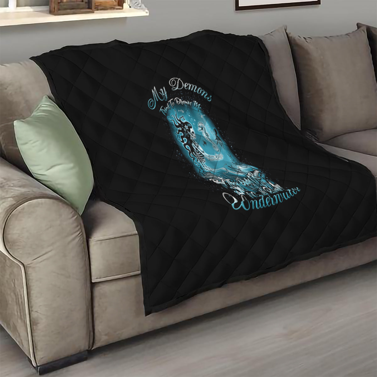 My Demons Tried To Drown Me Mermaid Quilt - Wonder Print Shop