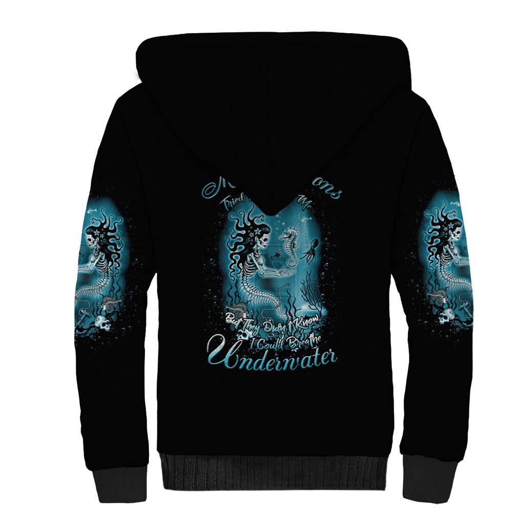 My Demons Tried To Drown Me Mermaid Sherpa Hoodie - Wonder Print Shop