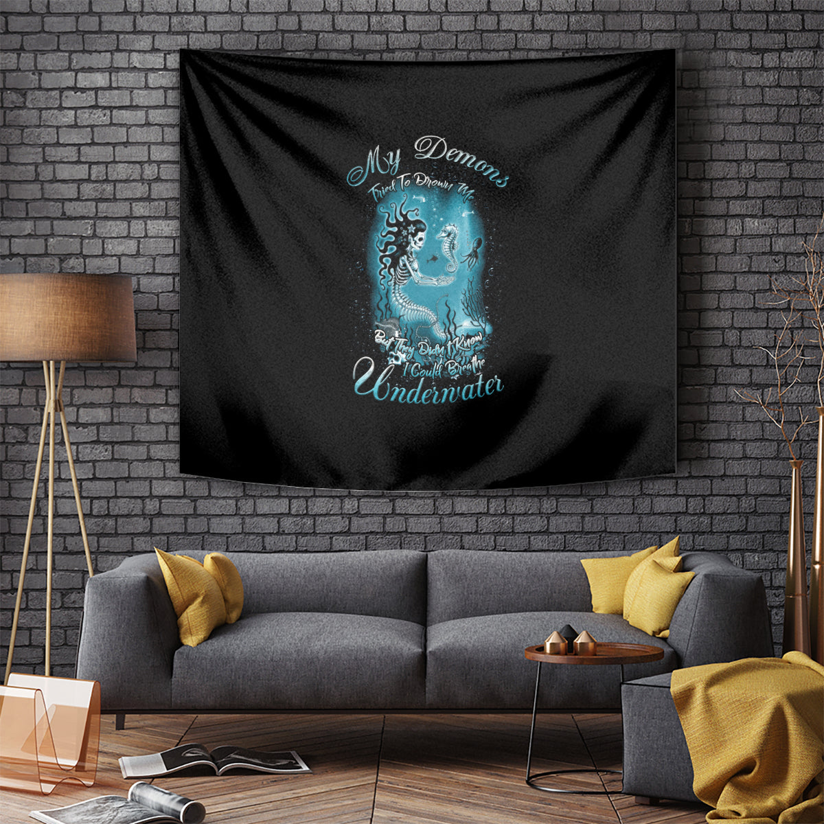 My Demons Tried To Drown Me Mermaid Tapestry - Wonder Print Shop