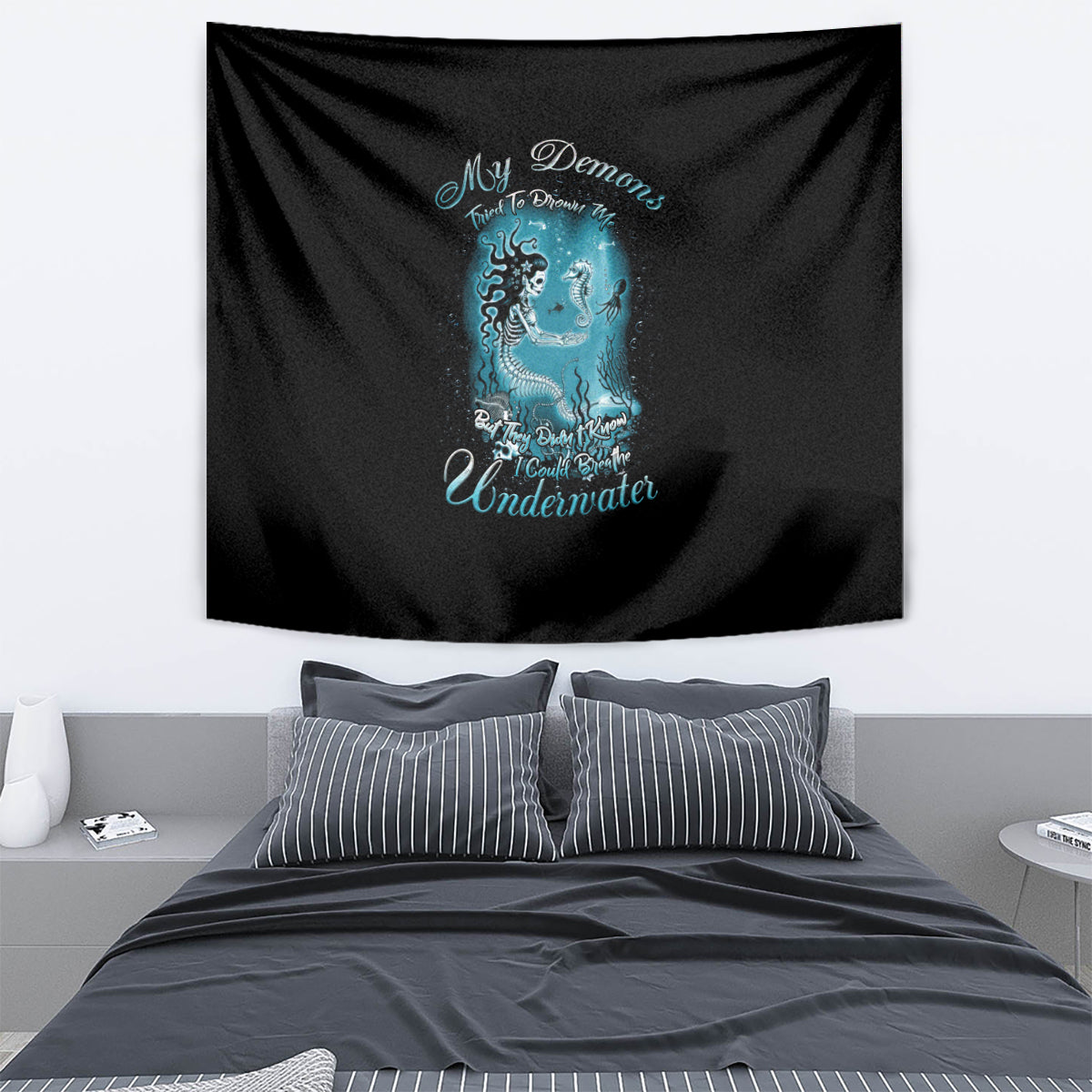 My Demons Tried To Drown Me Mermaid Tapestry - Wonder Print Shop
