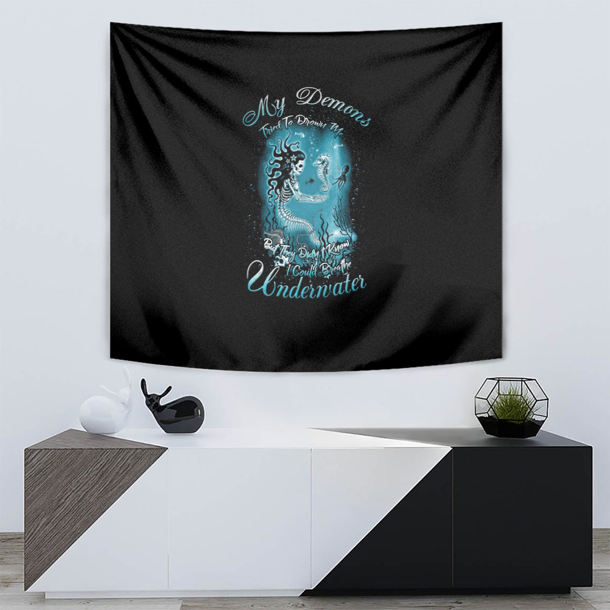 My Demons Tried To Drown Me Mermaid Tapestry - Wonder Print Shop