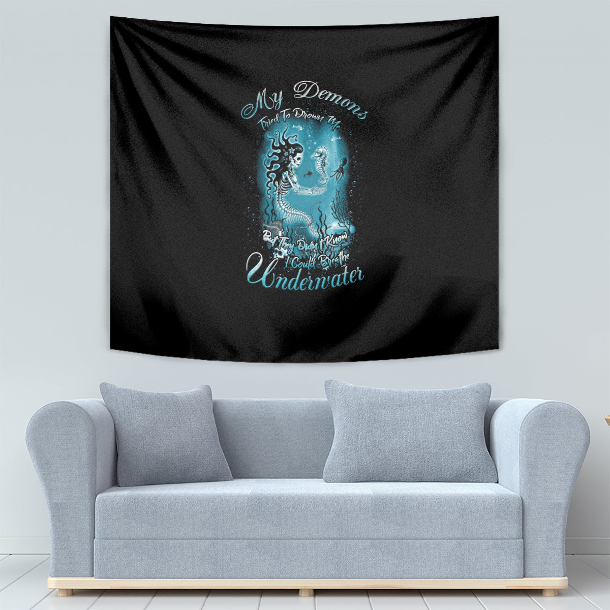 My Demons Tried To Drown Me Mermaid Tapestry - Wonder Print Shop