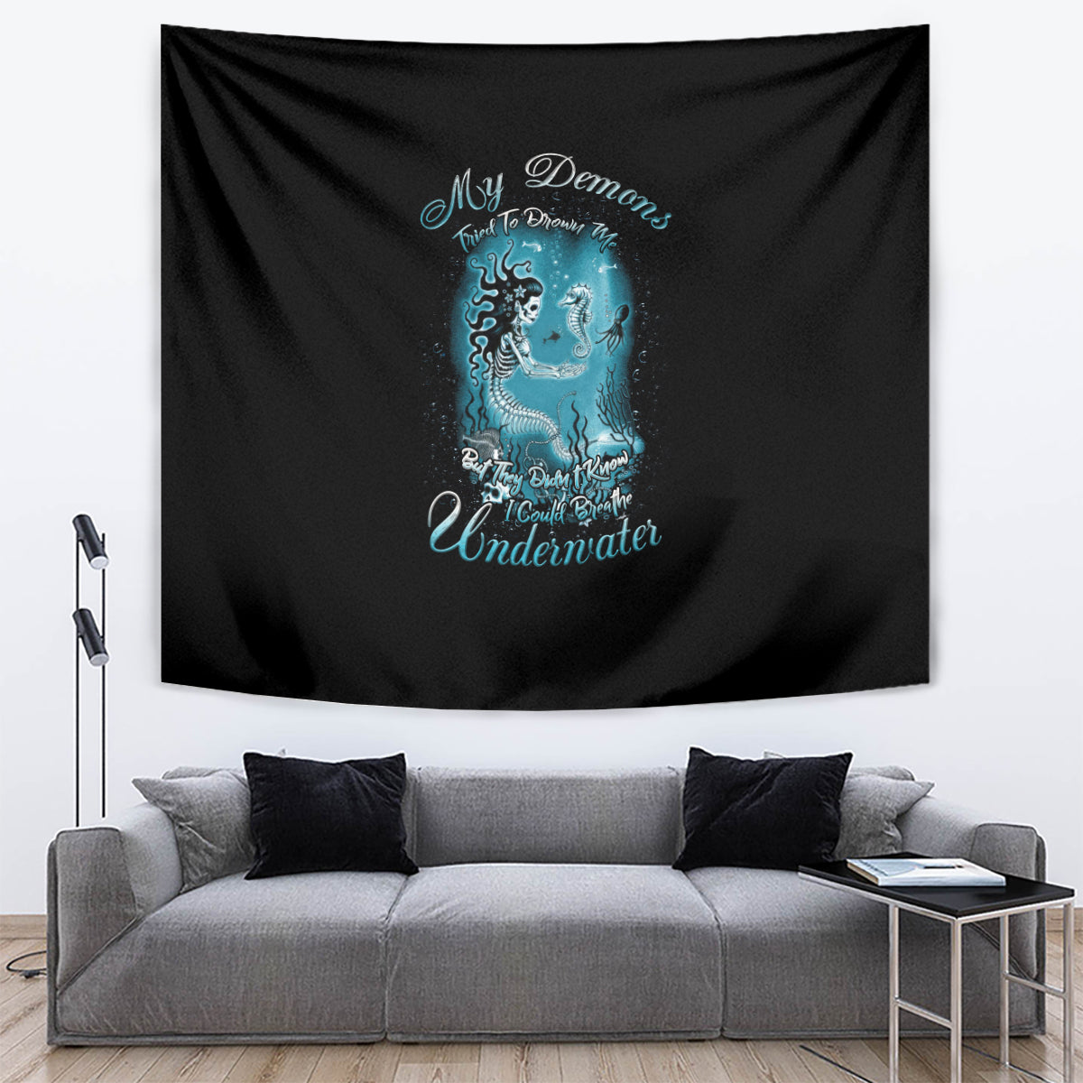 My Demons Tried To Drown Me Mermaid Tapestry - Wonder Print Shop