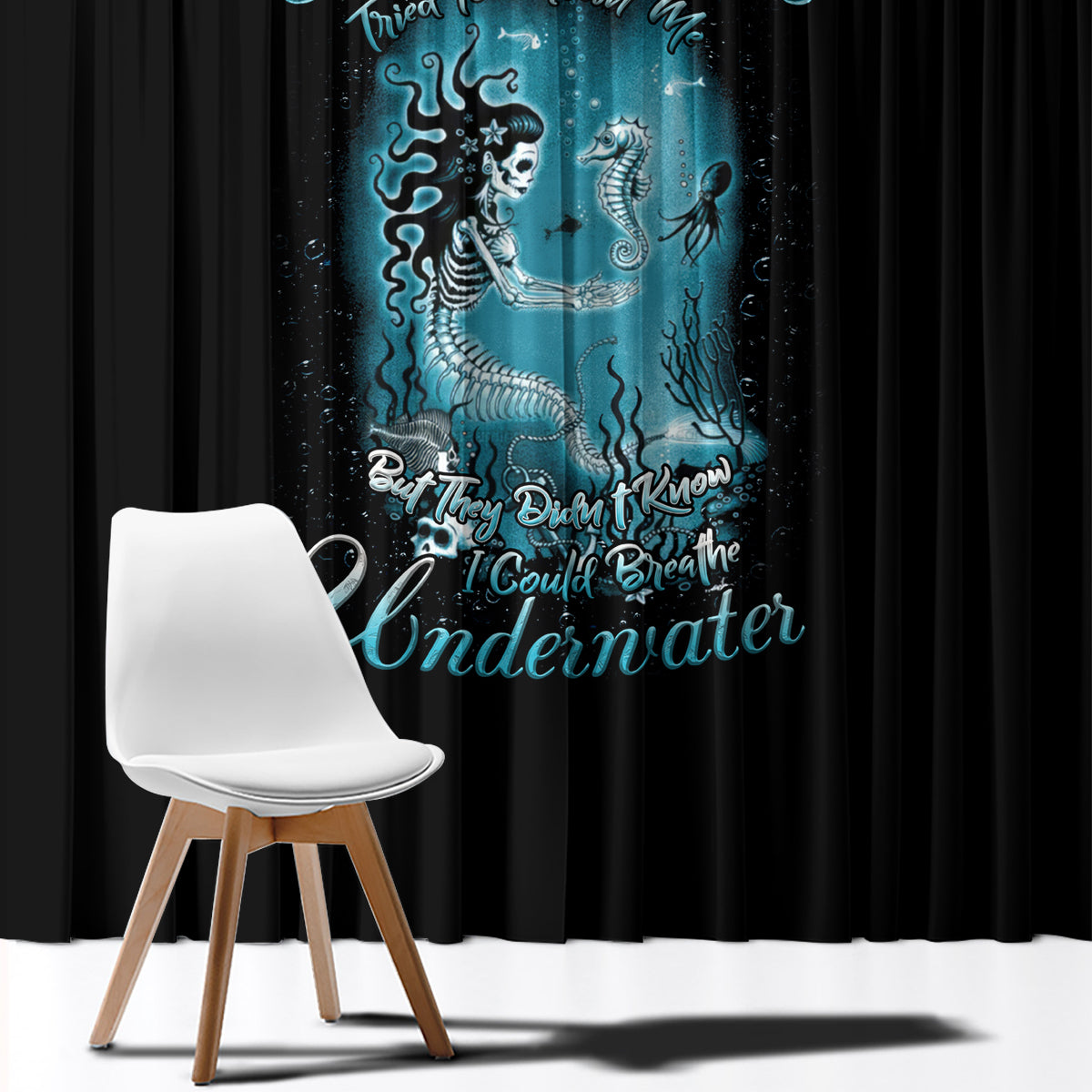 My Demons Tried To Drown Me Mermaid Window Curtain - Wonder Print Shop