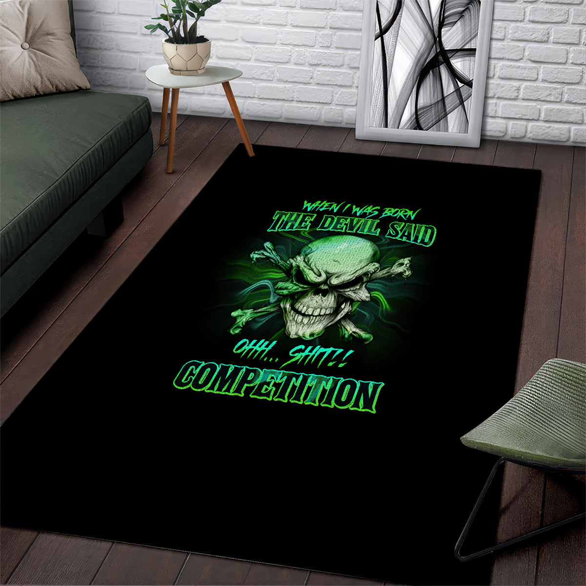 When I Was Born Mad Skull Area Rug - Wonder Print Shop