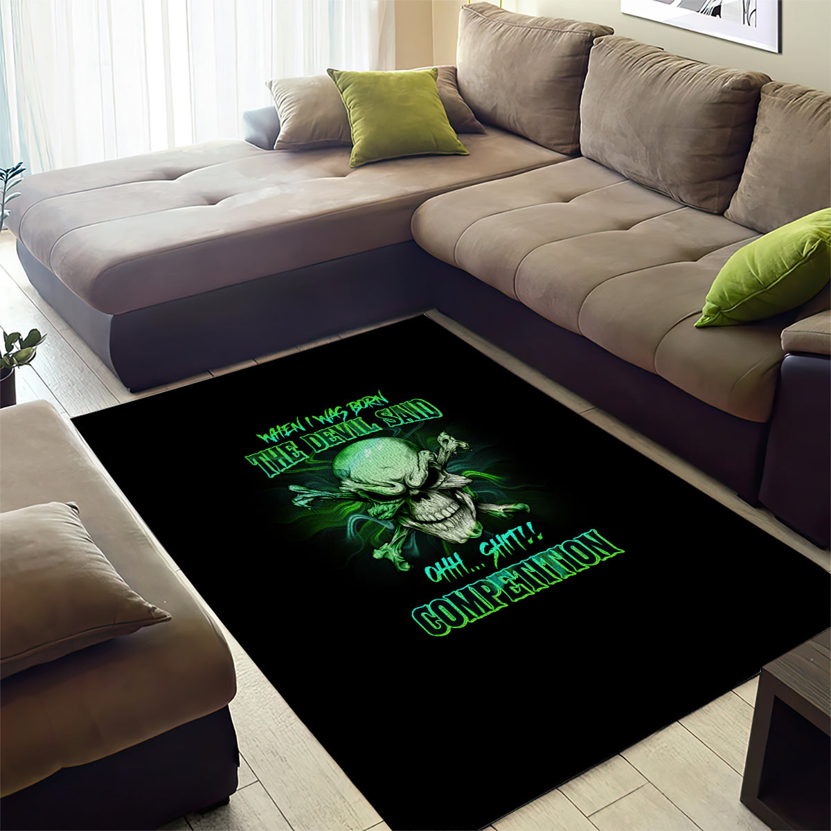 When I Was Born Mad Skull Area Rug - Wonder Print Shop