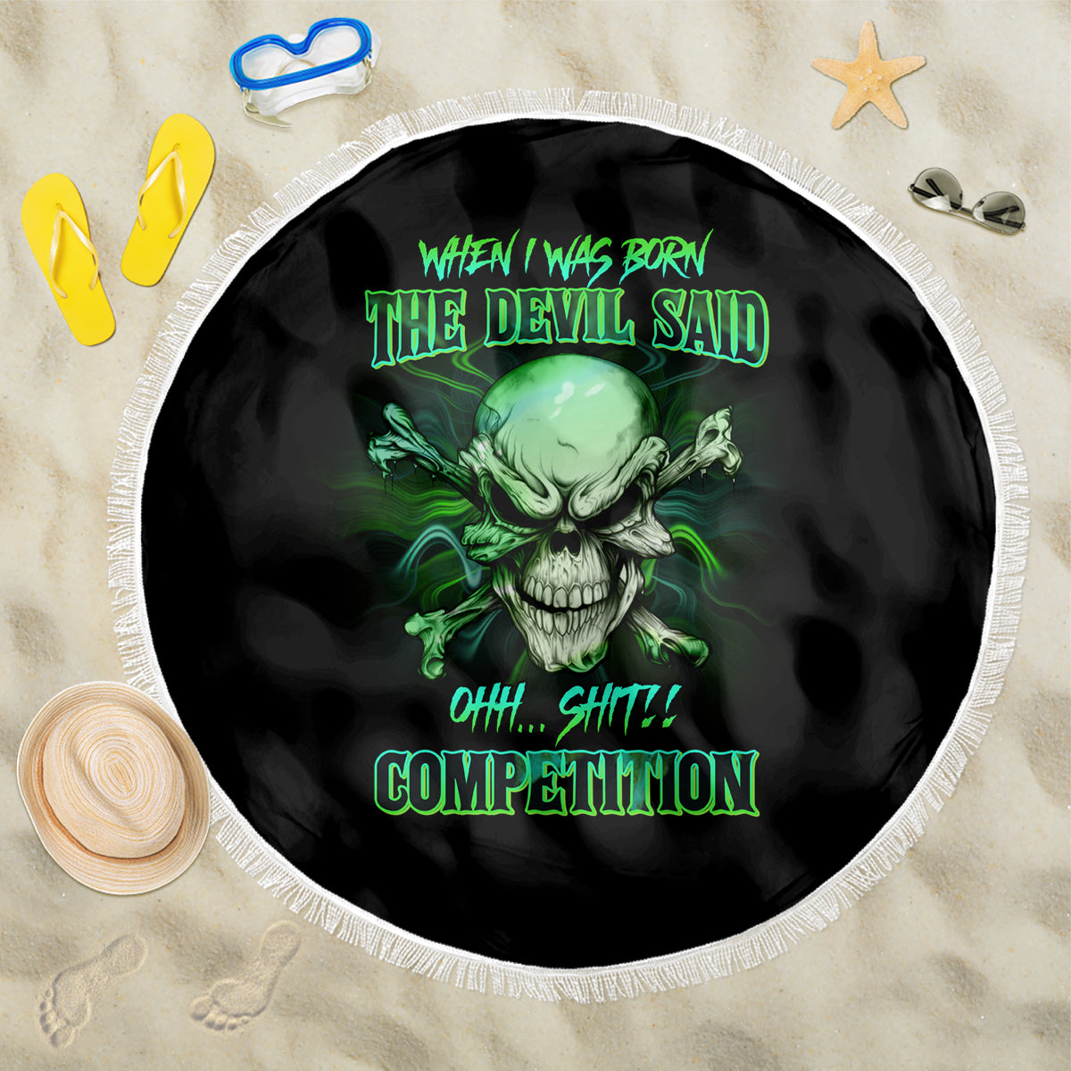 When I Was Born Mad Skull Beach Blanket - Wonder Print Shop