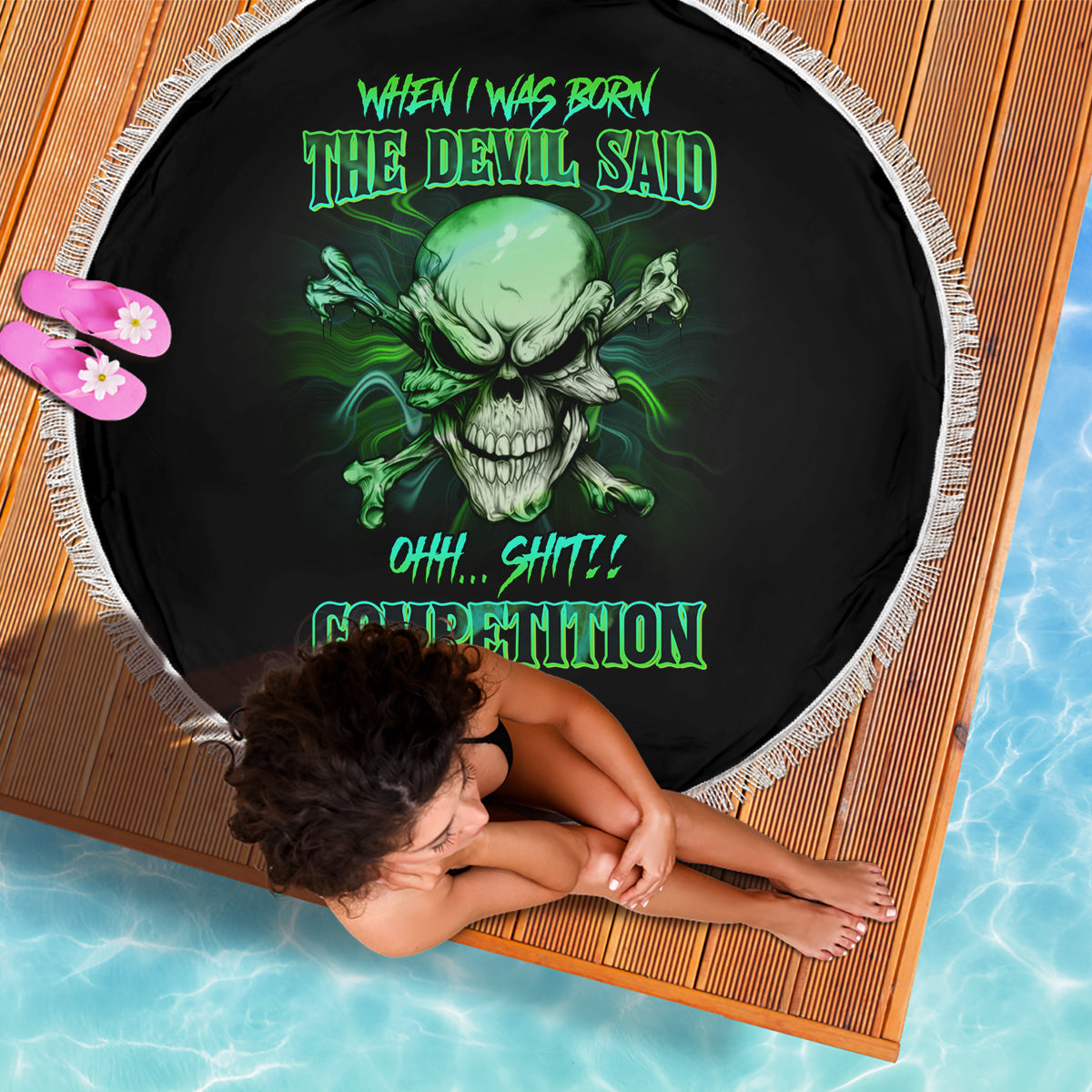 When I Was Born Mad Skull Beach Blanket - Wonder Print Shop