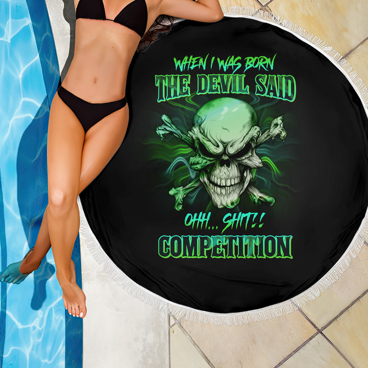 When I Was Born Mad Skull Beach Blanket - Wonder Print Shop