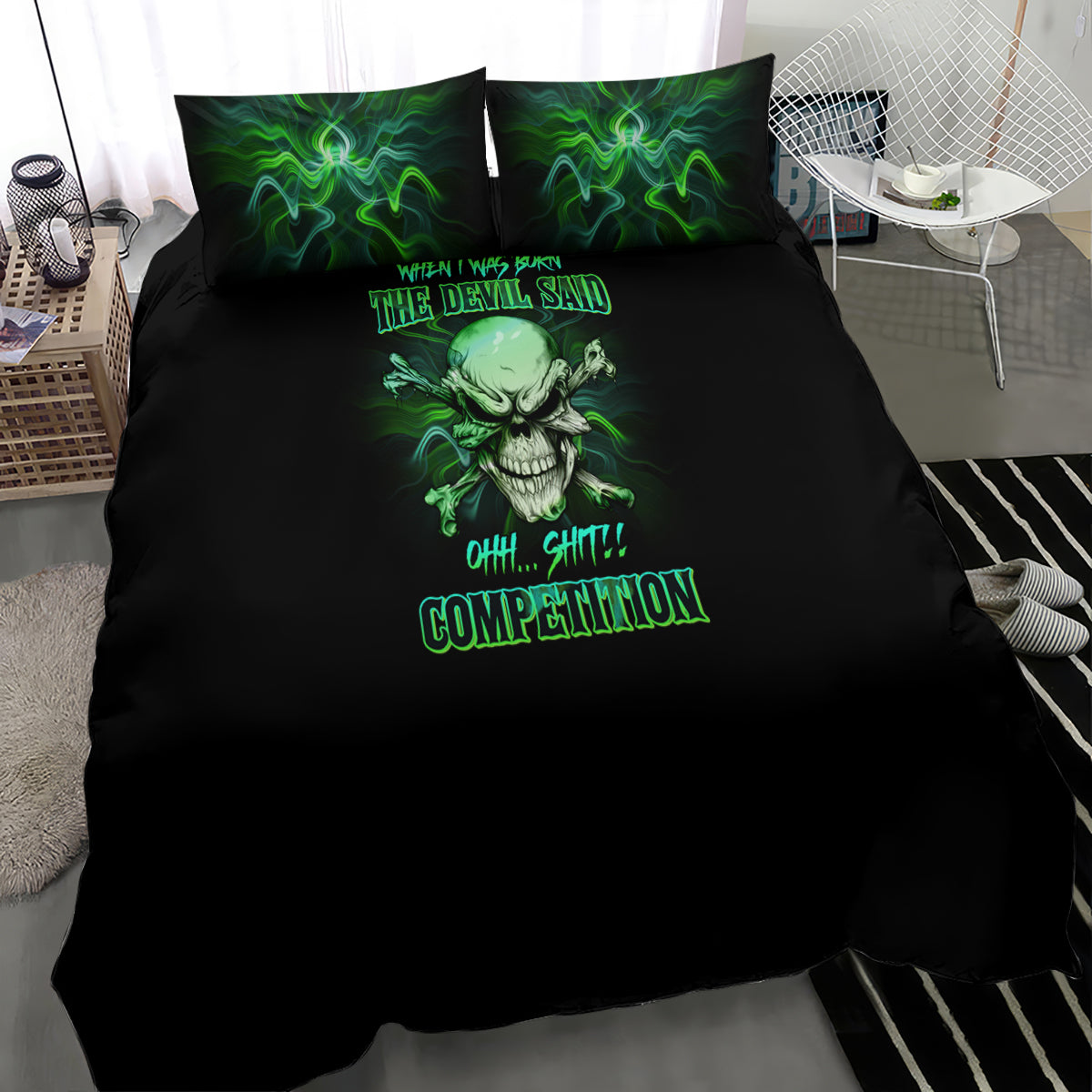 When I Was Born Mad Skull Bedding Set - Wonder Print Shop