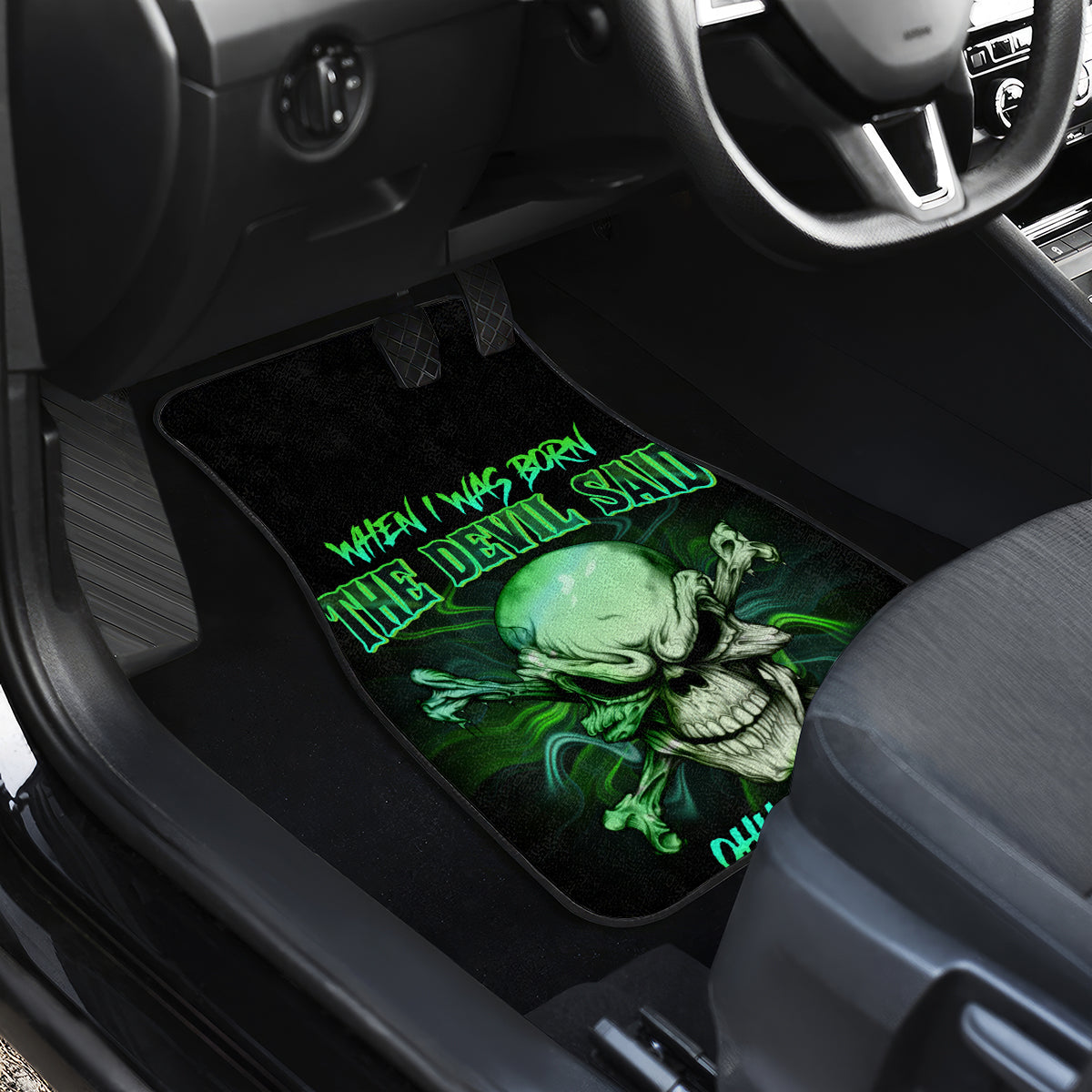 When I Was Born Mad Skull Car Mats - Wonder Print Shop