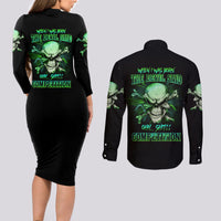 When I Was Born Mad Skull Couples Matching Long Sleeve Bodycon Dress and Long Sleeve Button Shirt - Wonder Print Shop