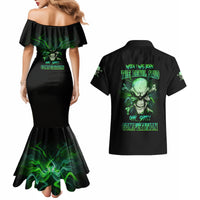 When I Was Born Mad Skull Couples Matching Mermaid Dress and Hawaiian Shirt - Wonder Print Shop