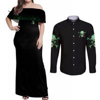 When I Was Born Mad Skull Couples Matching Off Shoulder Maxi Dress and Long Sleeve Button Shirt - Wonder Print Shop