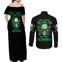 When I Was Born Mad Skull Couples Matching Off Shoulder Maxi Dress and Long Sleeve Button Shirt - Wonder Print Shop