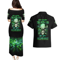 When I Was Born Mad Skull Couples Matching Puletasi Dress and Hawaiian Shirt - Wonder Print Shop