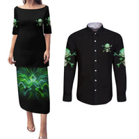 When I Was Born Mad Skull Couples Matching Puletasi Dress and Long Sleeve Button Shirt - Wonder Print Shop