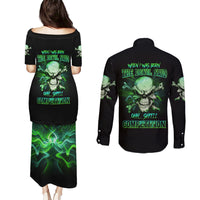 When I Was Born Mad Skull Couples Matching Puletasi Dress and Long Sleeve Button Shirt - Wonder Print Shop
