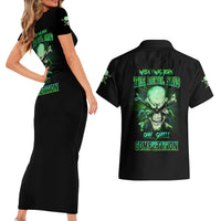When I Was Born Mad Skull Couples Matching Short Sleeve Bodycon Dress and Hawaiian Shirt - Wonder Print Shop