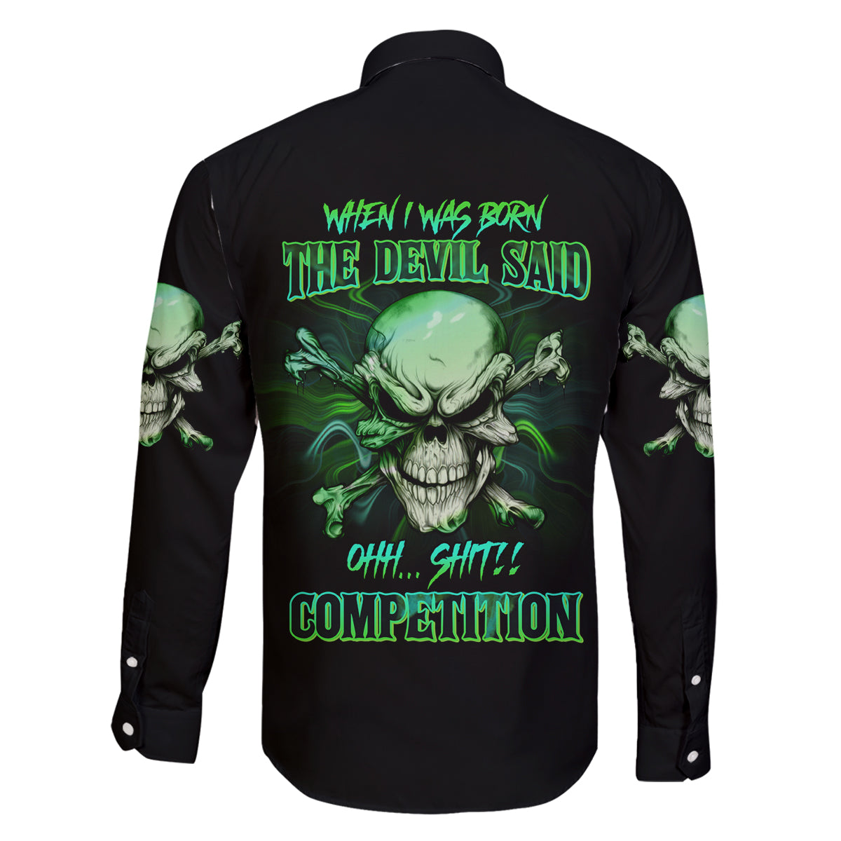 When I Was Born Mad Skull Family Matching Off Shoulder Long Sleeve Dress and Hawaiian Shirt - Wonder Print Shop