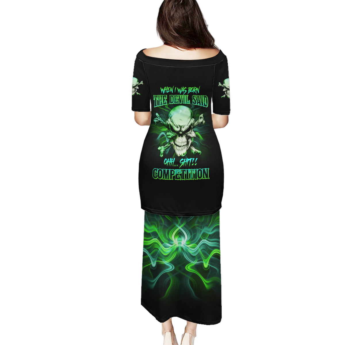 When I Was Born Mad Skull Family Matching Puletasi Dress and Hawaiian Shirt - Wonder Print Shop